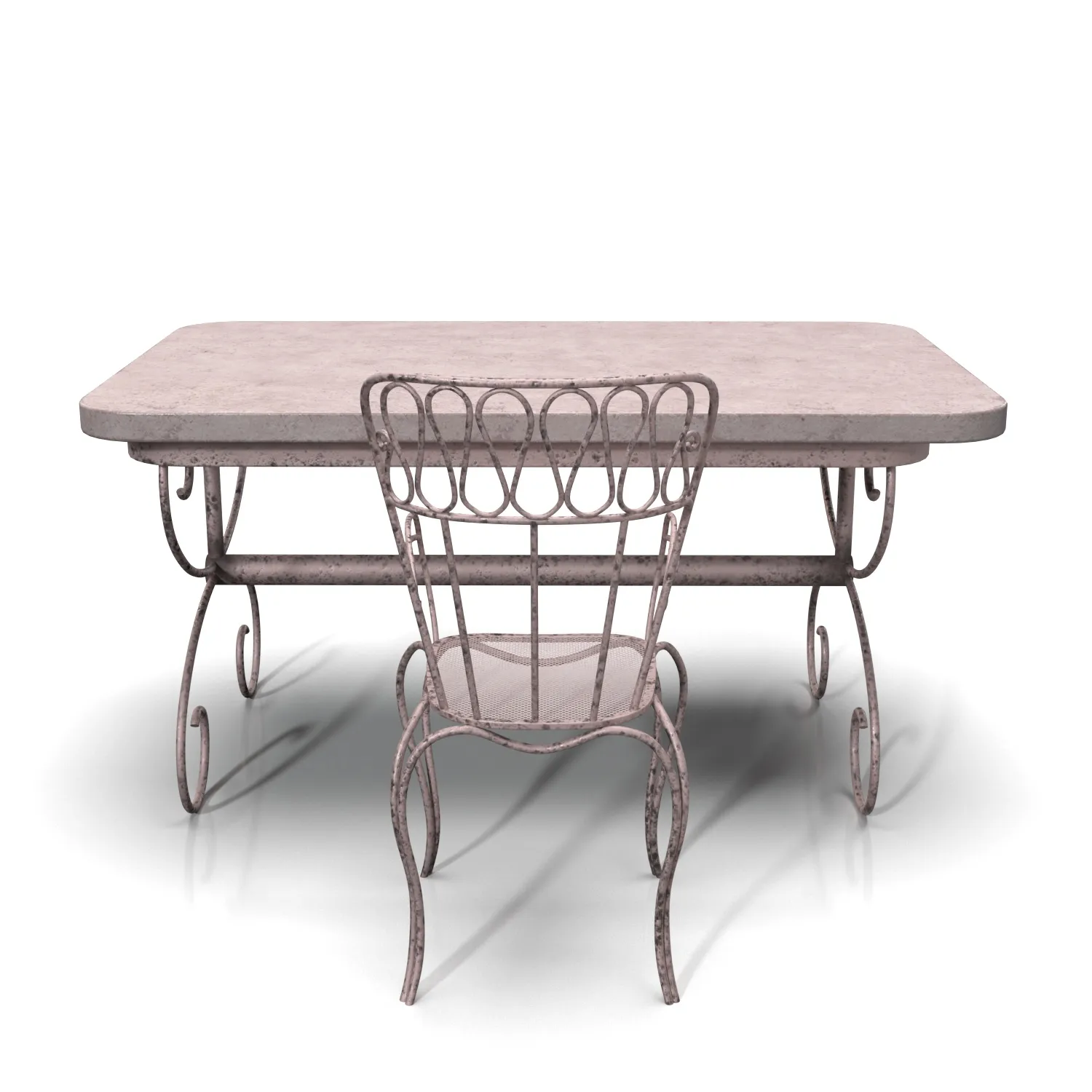Rustic Iron Garden Table And Armchair PBR 3D Model_06